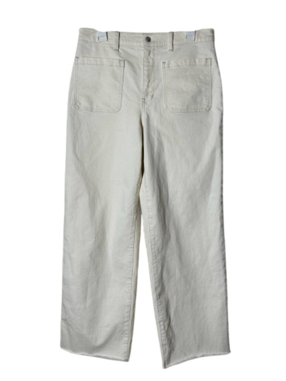 Madewell ivory speckle emmett wide leg frayed hem pants womens 30
